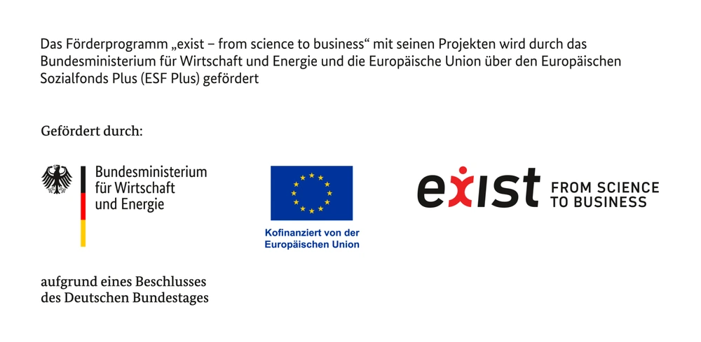 Gefördert durch das Bundesministerium für Wirtschaft und Energie aufgrund eines Beschlusses des Deutschen Bundestages, kofinanziert von der Europäischen Union – exist from science to business